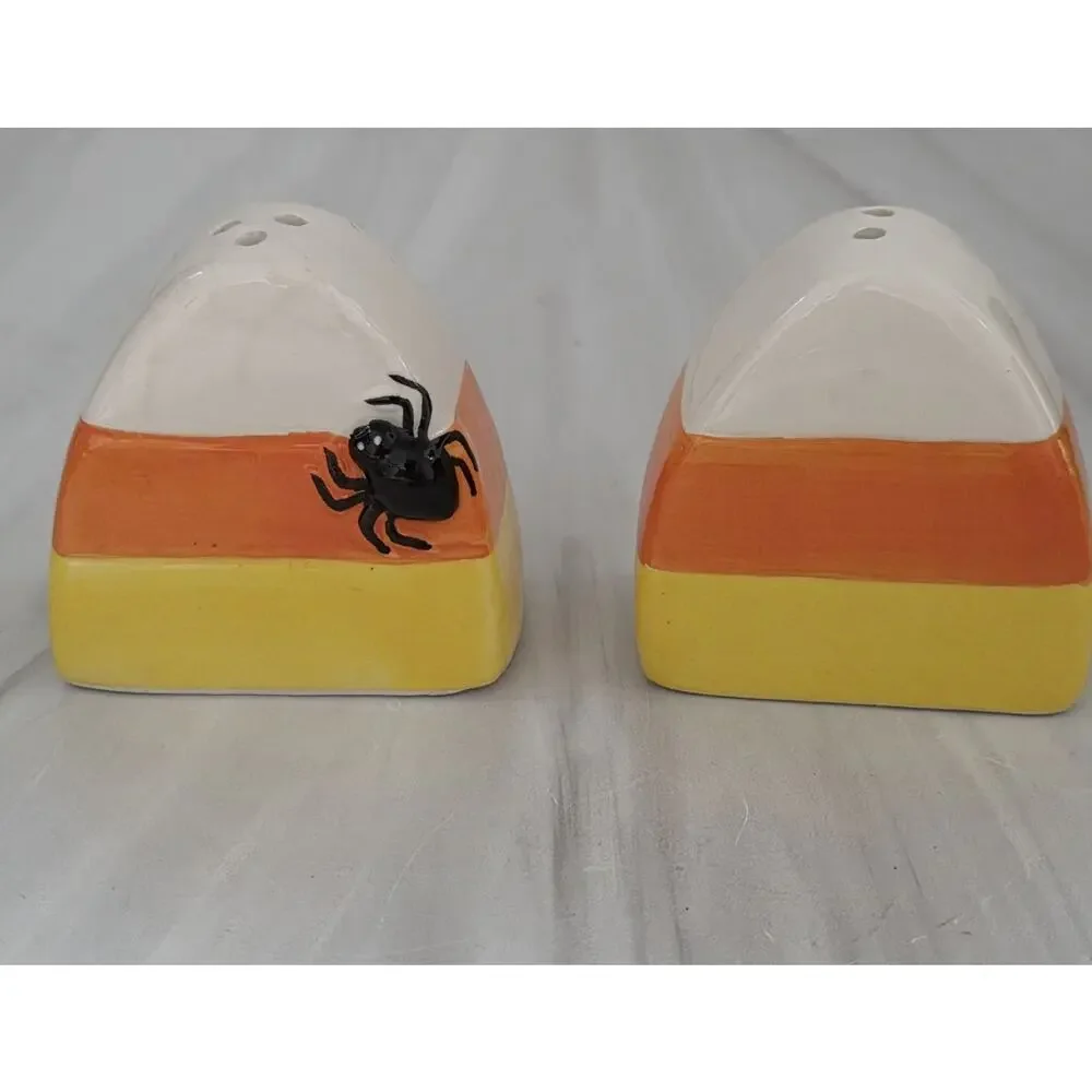 Candy Corn Spider Halloween Salt & Pepper Shakers